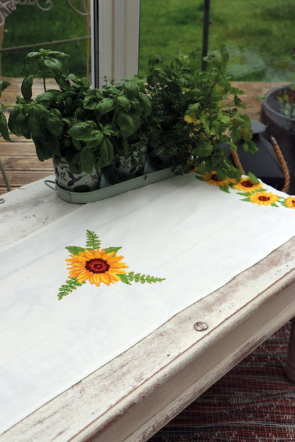 Trimits Printed Cross Stitch Kit: Table Runner: Sunflowers