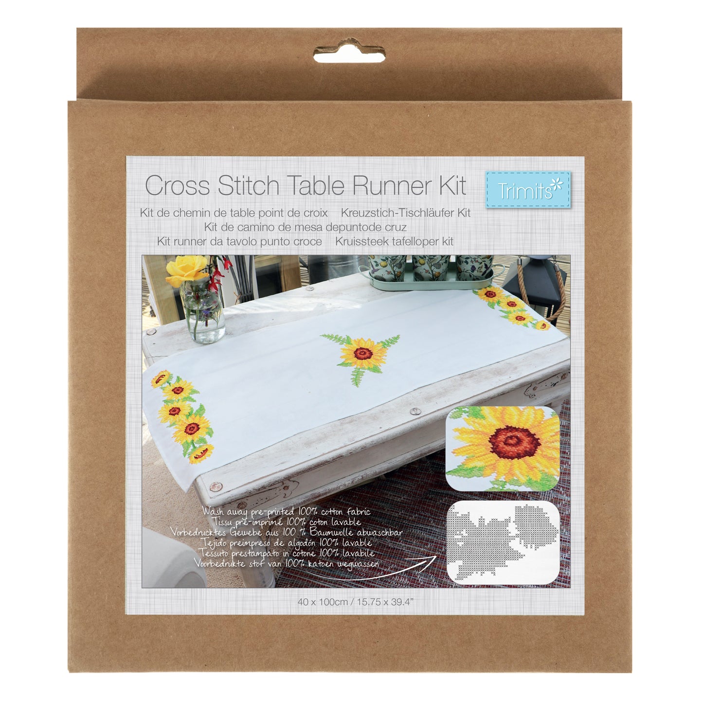 Trimits Printed Cross Stitch Kit: Table Runner: Sunflowers