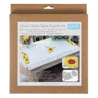 Trimits Printed Cross Stitch Kit: Table Runner: Sunflowers