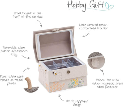 Hobby Gift Novelty Sewing Craft Hobby Storage Box, Embroidered, Hive Bee