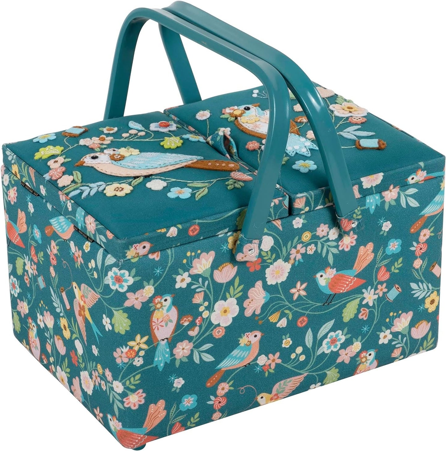 Hobby Gift Large Twin Lid Sewing Craft Storage Box Bird Aviary 21 x 30.5 x 19.5cm