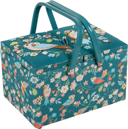 Hobby Gift Large Twin Lid Sewing Craft Storage Box Bird Aviary 21 x 30.5 x 19.5cm