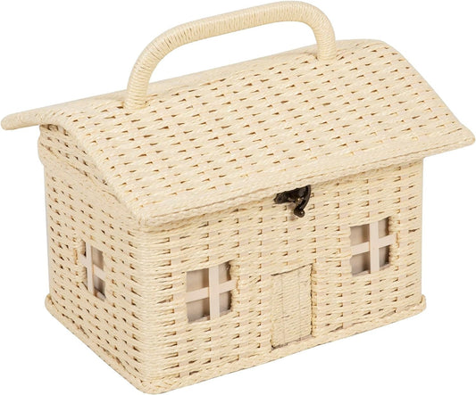 Hobby Gift Novelty Sewing Craft Hobby Storage Box, Embroidered, House Wicker, Bird Aviary