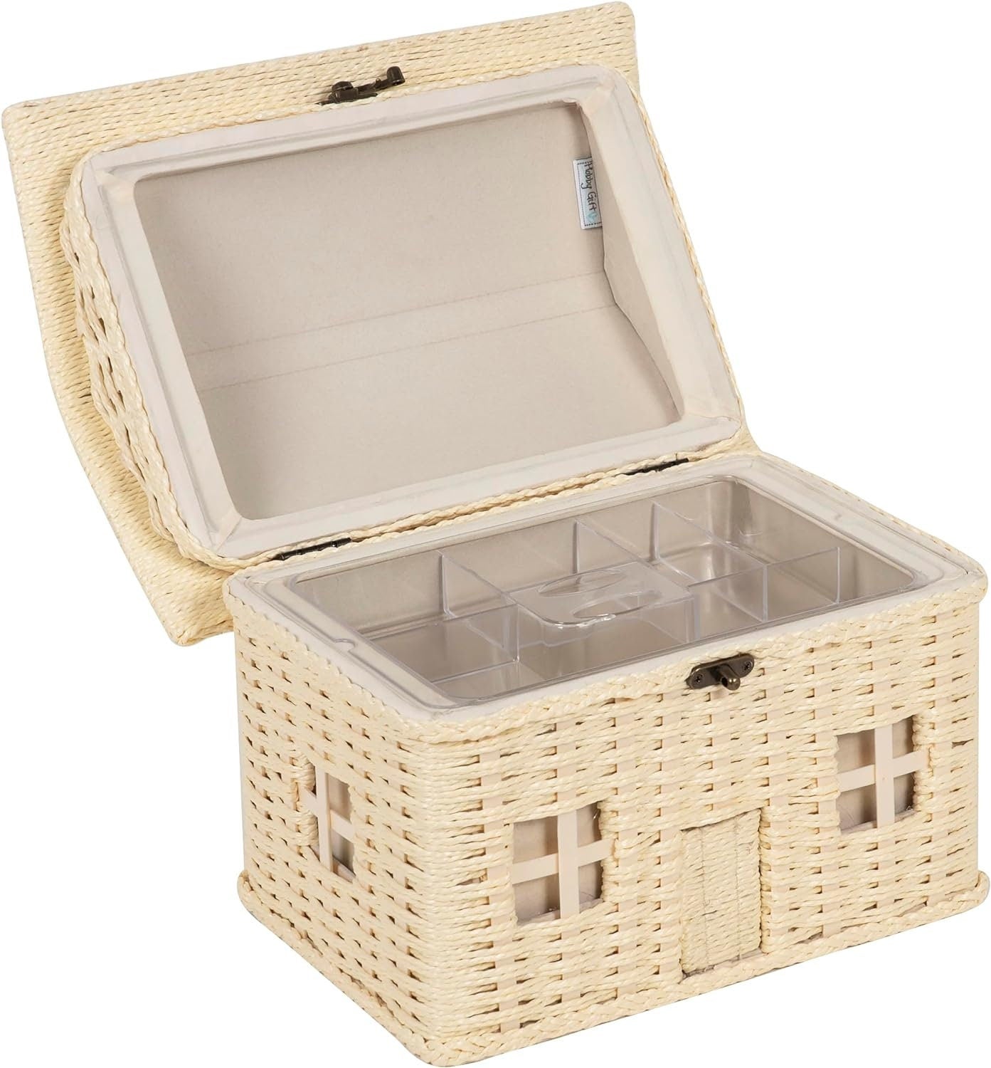 Hobby Gift Novelty Sewing Craft Hobby Storage Box, Embroidered, House Wicker, Bird Aviary