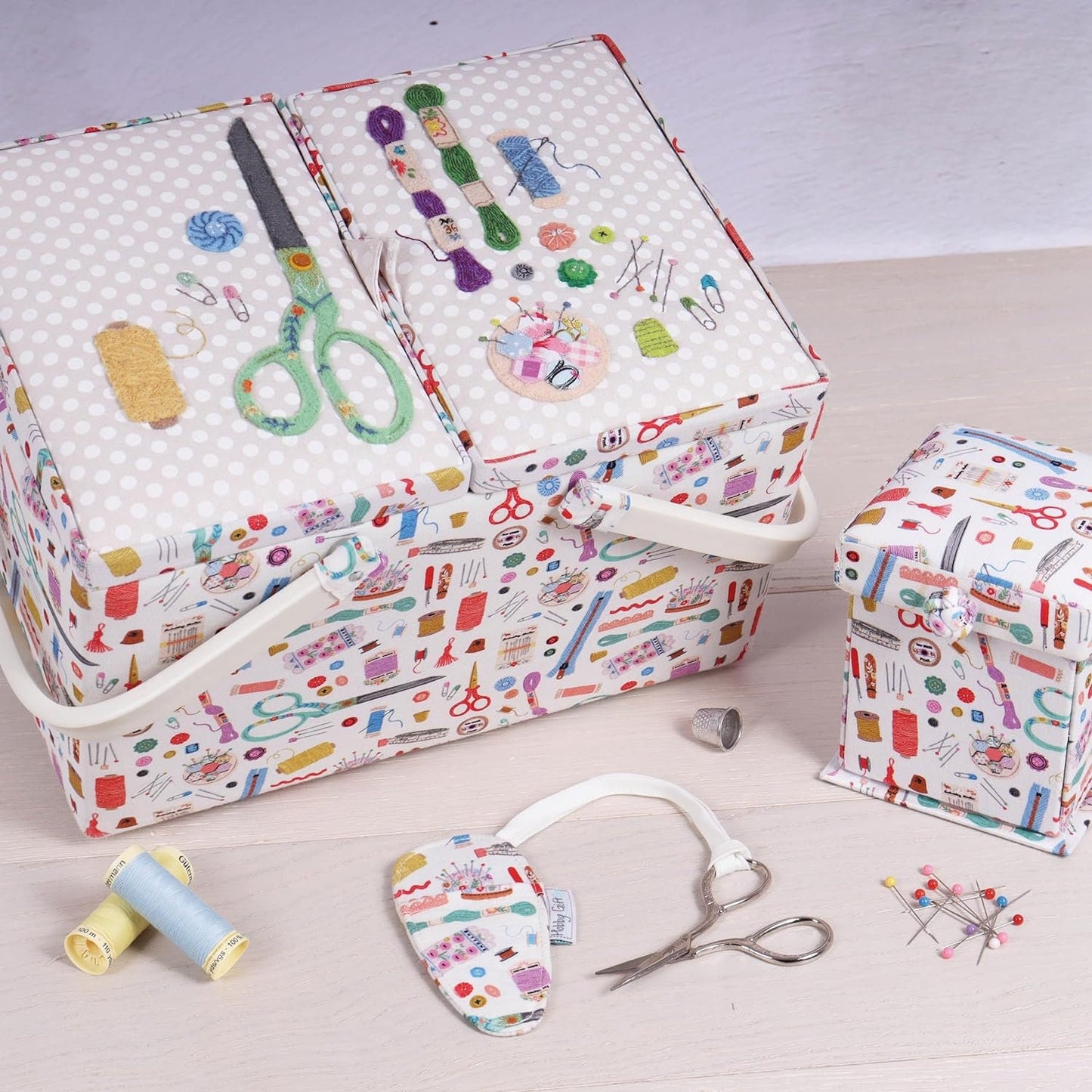 Hobby Gift Large Twin Lid Sewing Craft Storage Box Haby Notions, 21 x 30.5 x 19.5cm