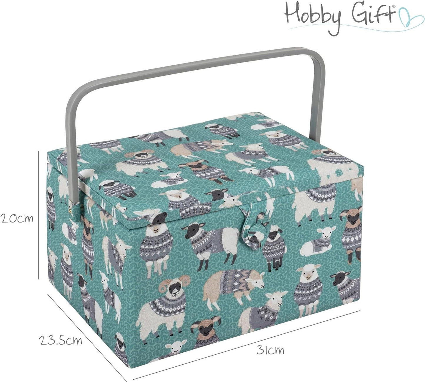 Hobby Gift Large Sewing Craft Hobby Storage Box, 23.5 x 31 x 20cm, Woolly Pully