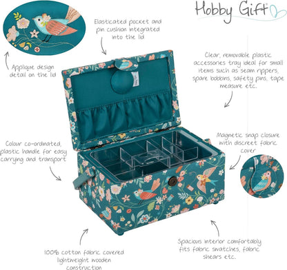 Hobby Gift Medium Sewing Craft Hobby Storage Box, Rectangle, Appliqué, Bird Aviary