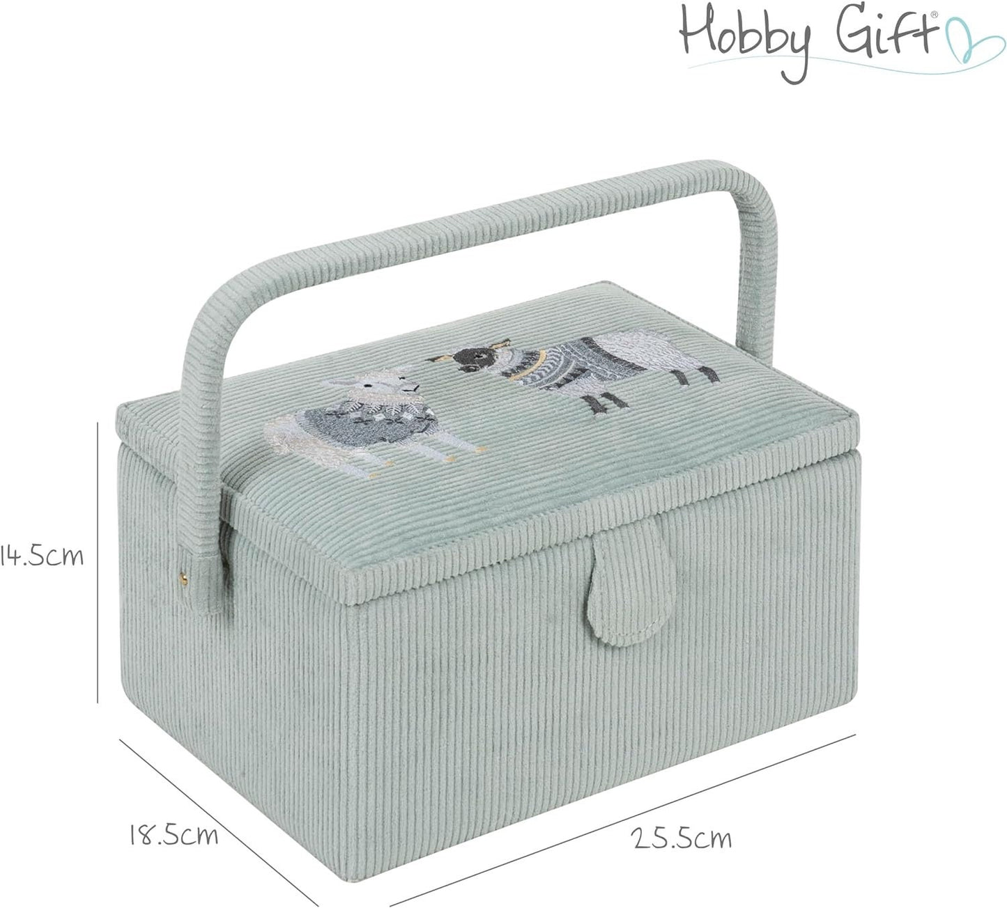 Hobby Gift Medium Embroidered Sewing Craft Storage Box Wooly Pully 18.5 x 25.5 x 14.5cm