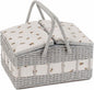 Hobby Gift Twin Lid Hamper Style Faux Wicker Sewing Hobby Storage Box, Bee