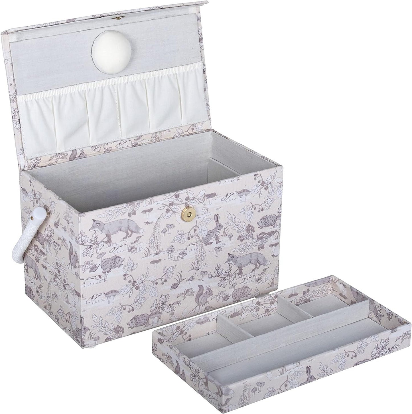 Hobby Gift Sewing Box (M) Fold-Over Lid Woodland Toile