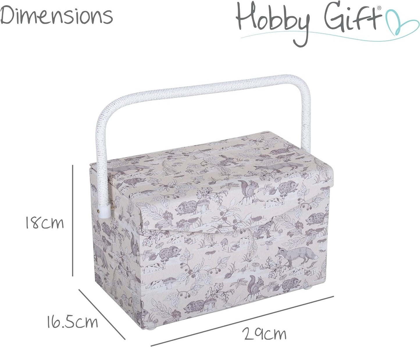 Hobby Gift Sewing Box (M) Fold-Over Lid Woodland Toile