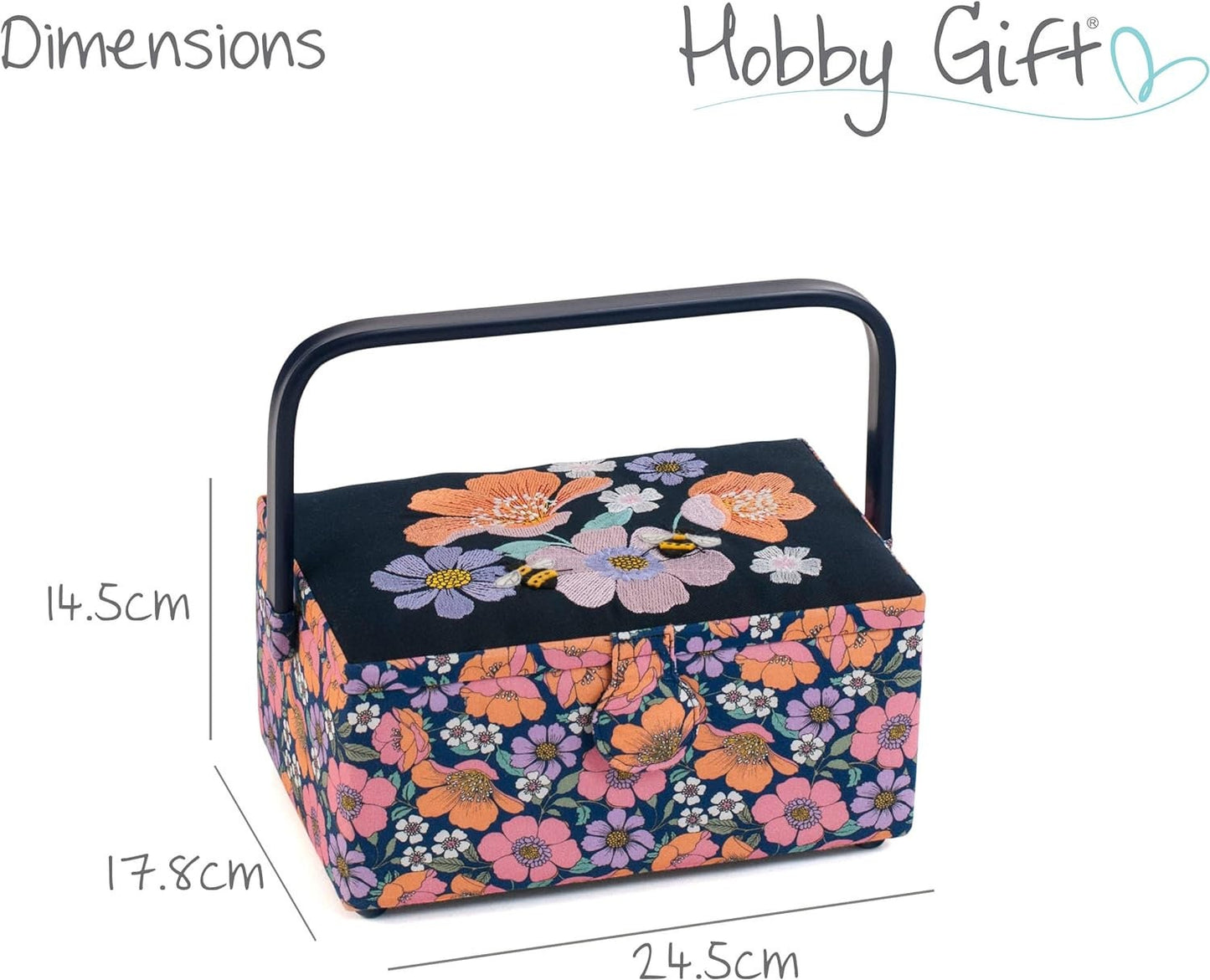 Hobby Gift Medium Sewing Craft Hobby Storage Box, Rectangle, Garden Serenade