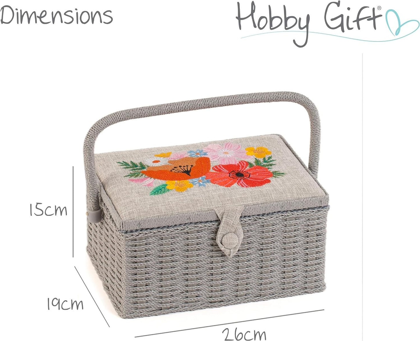 Hobby Gift Medium Sewing Craft Hobby Storage Box Embroidered Wildflowers