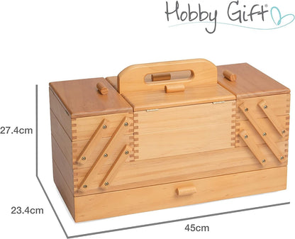 Hobby Gift Wooden Cantilever Sewing Crafting Hobby Storage Box 23.5 x 45 x 32 cm