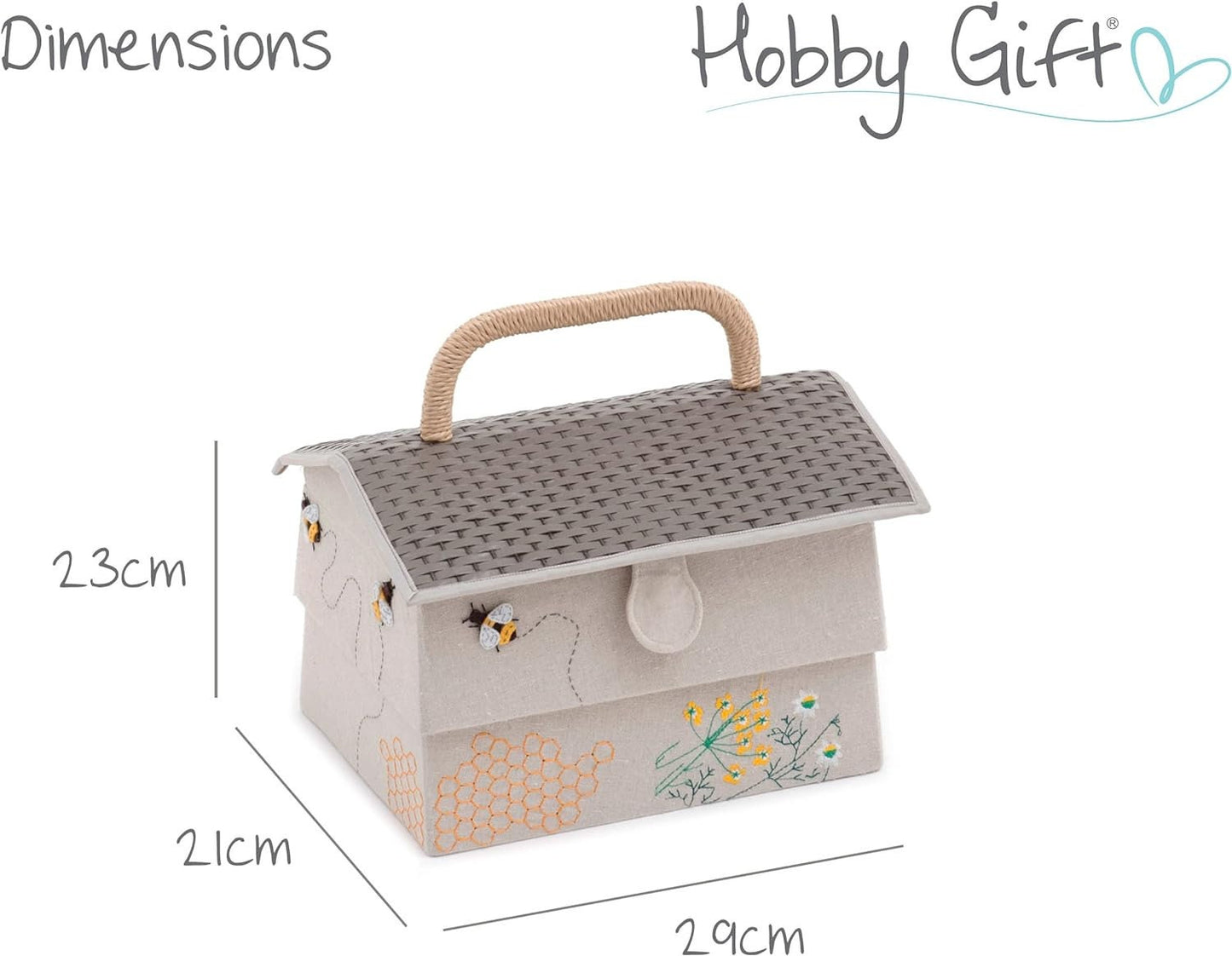 Hobby Gift Novelty Sewing Craft Hobby Storage Box, Embroidered, Hive Bee