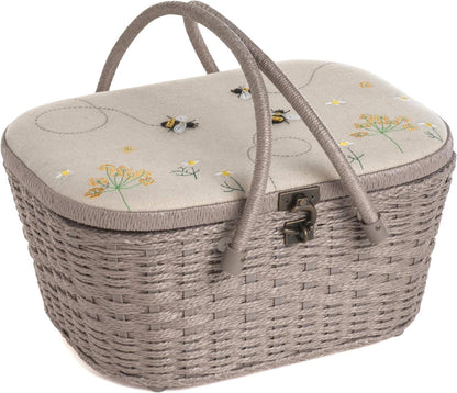 Hobby Gift Sewing Box Wicker Basket Applique Linen Bee