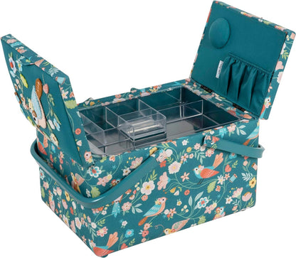 Hobby Gift Large Twin Lid Sewing Craft Storage Box Bird Aviary 21 x 30.5 x 19.5cm