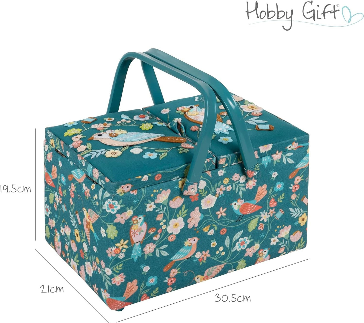 Hobby Gift Large Twin Lid Sewing Craft Storage Box Bird Aviary 21 x 30.5 x 19.5cm