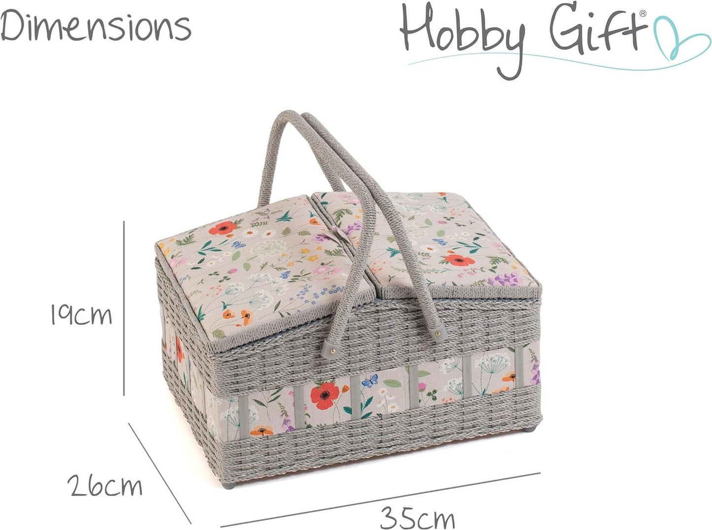 Hobby Gift Twin Lid Hamper Style Faux Wicker Sewing Hobby Storage Box Wildflowers