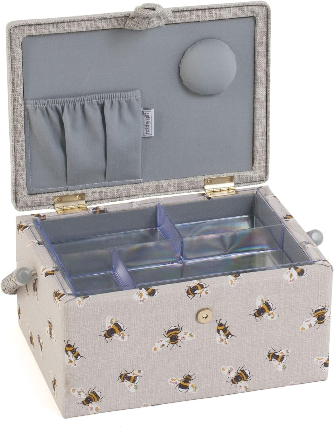 Hobby Gift Medium Sewing Craft Hobby Storage Box, Embroidered Sewing Bee