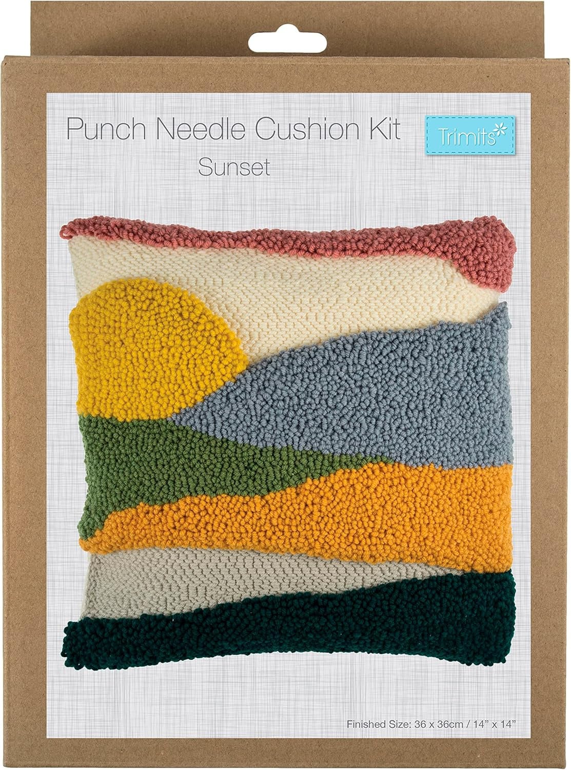 Trimits Punch Needle Cushion Kit, 36 x 36cm (14 x 14in), Sunset