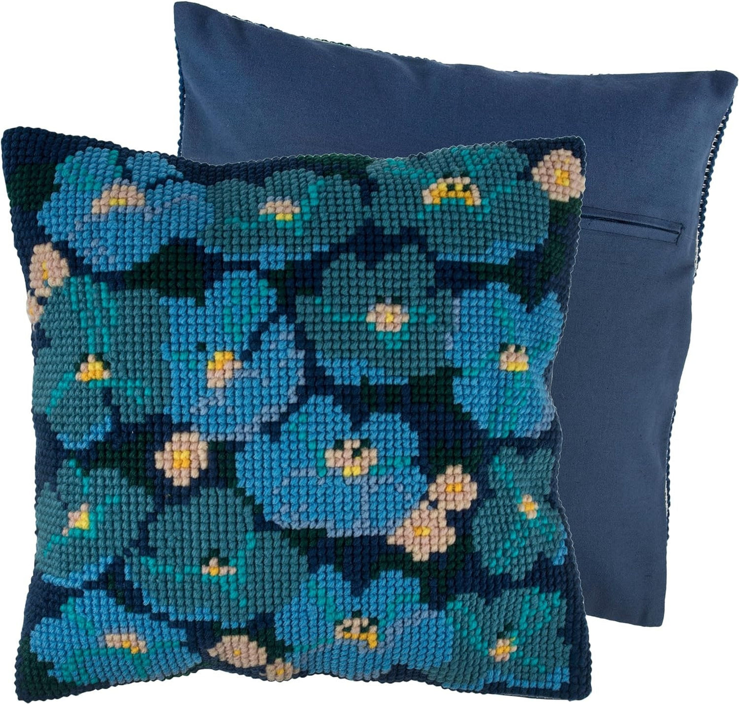 Trimits Cross Stitch Cushion Kit, Cushion Back Included, Pre Printed Canvas, Yarn and Needle Included 40 x 40cm ), Modern Floral