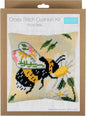 Trimits Cross Stitch Cushion Kit, Cushion Back Included, Pre Printed Canvas, Yarn and Needle Included 40 x 40cm , Floral Bee