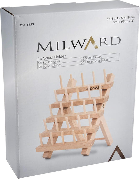 MILWARDS Holder 25 Spools Beech Wood, 14.5 x 15.5 x 18cm