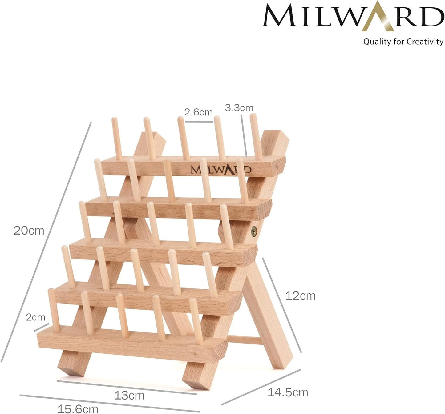 MILWARDS Holder 25 Spools Beech Wood, 14.5 x 15.5 x 18cm