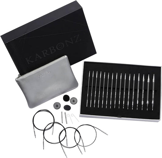 KnitPro Deluxe Gift Set - Karbonz Interchangeable Circular Needles (3.50-8.00mm) with Accessories