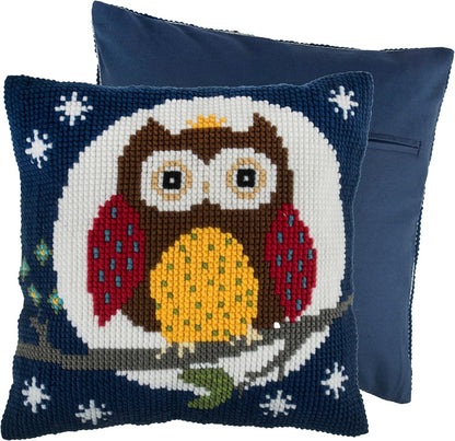 Trimits Cross Stitch Kit Printed Cushion Night Owl