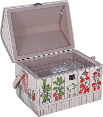 Hobby Gift Novelty Sewing Craft Hobby Storage Box, Embroidered, Strawberry Greenhouse