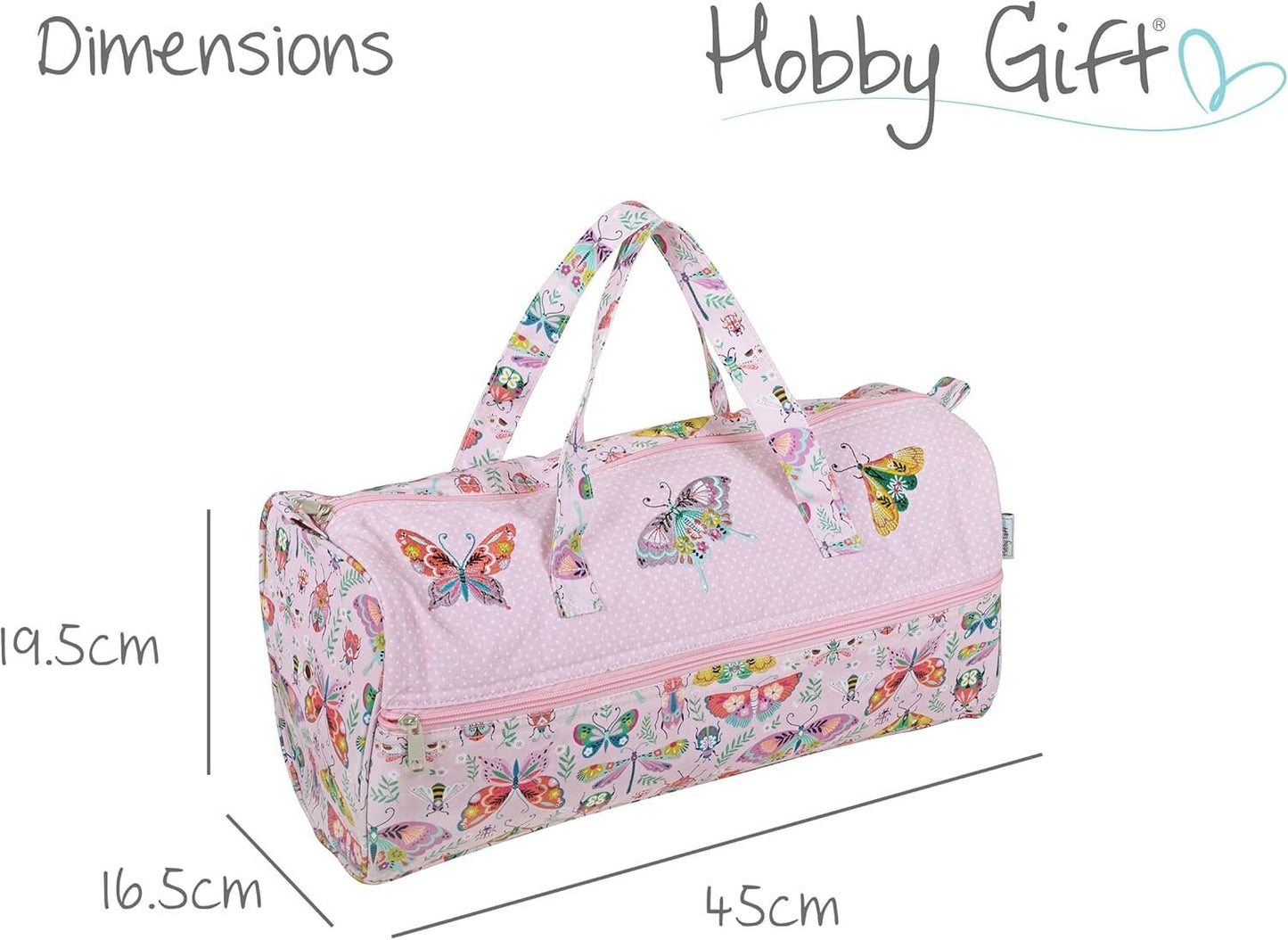 Hobby Gift Large Yarn Holder Wool Storage Bag-Zipper Compartment Bugs & Butterflies 16.5 x 45 x 19.5cm