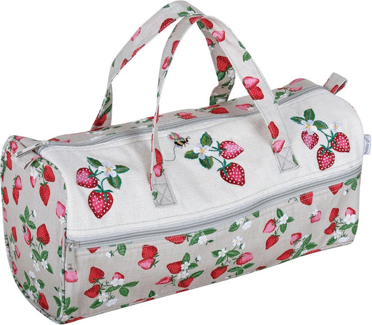 Hobby Gift Large Yarn Holder Wool Storage Bag-Zipper Compartment  Natural Strawberries, 16.5 x 45 x 19.5cm