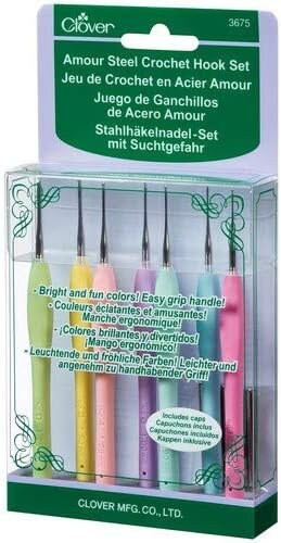 Clover Amour Steel Crochet Hook Set, Metal, Assorted