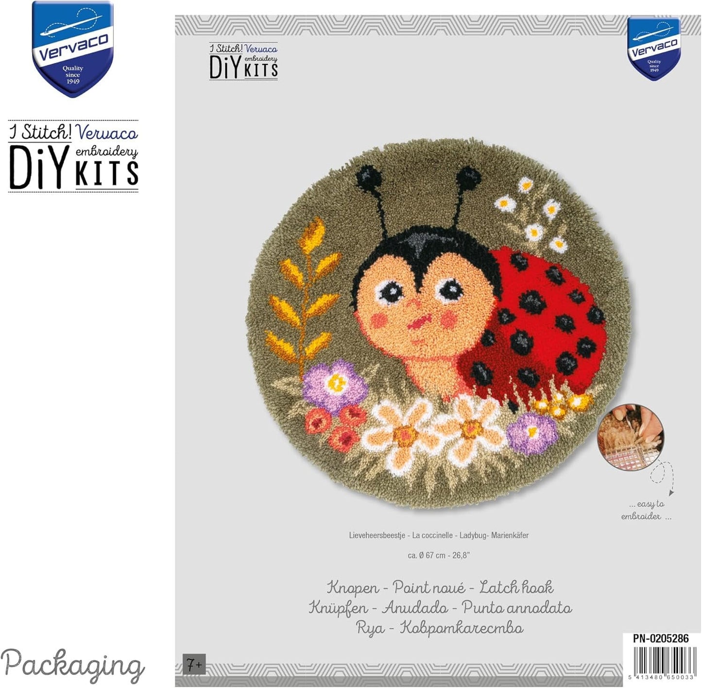 Vervaco Latch Hook Kit Shaped Rug: Ladybug