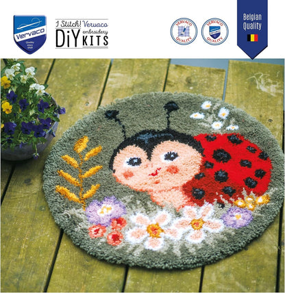 Vervaco Latch Hook Kit Shaped Rug: Ladybug