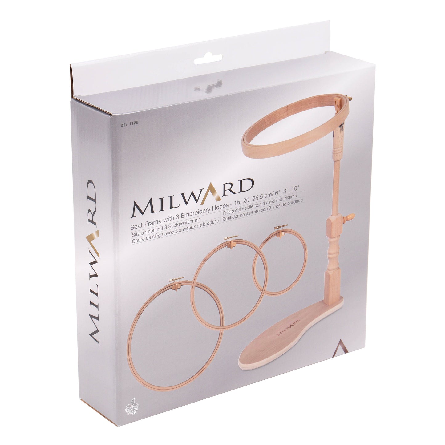 Milward Seat Frame with 3 Embroidery Hoops Beech Hoop Sizes 6"/8"/10"