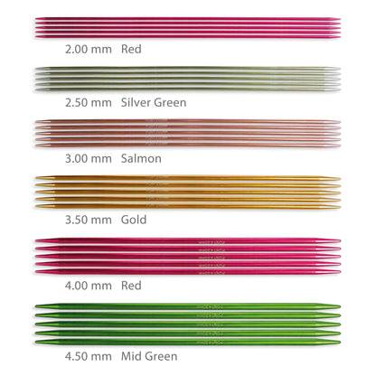 Pony Coloured Aluminium Double Pointed Knitting Needle Set