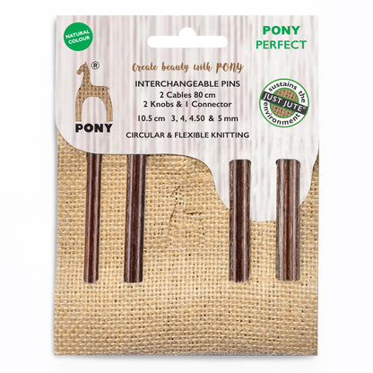 Pony Knitting Pins Circular Interchangeable Perfect 4 Pairs Jute Case 10.5cm x Assorted