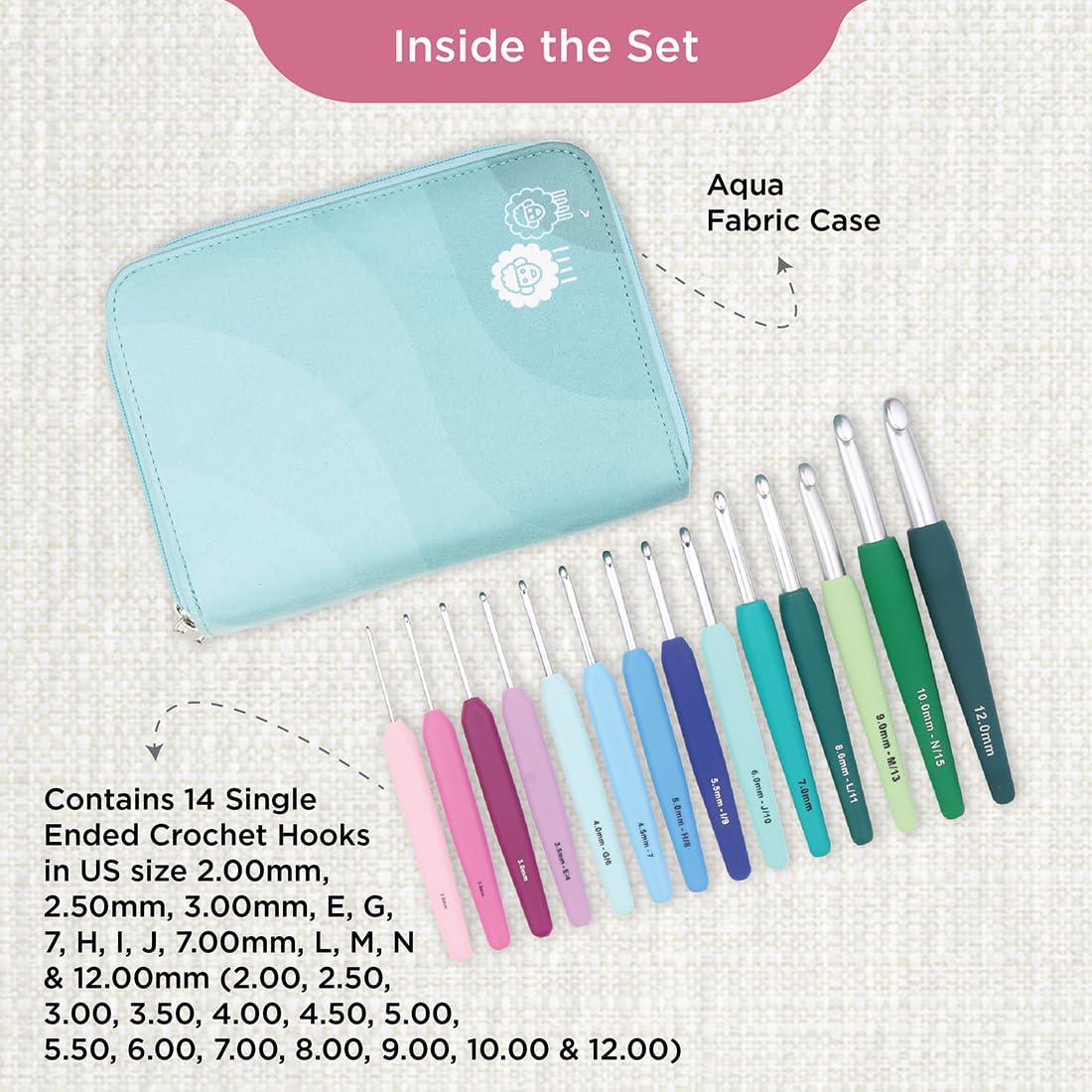 KnitPro Waves Crochet Hooks Set 14 Hook Grande Gift Set Sizes 2 – 12mm